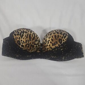 Victorias Secret Super-Push-up Leopard Print Strapless Bra | Size 34A